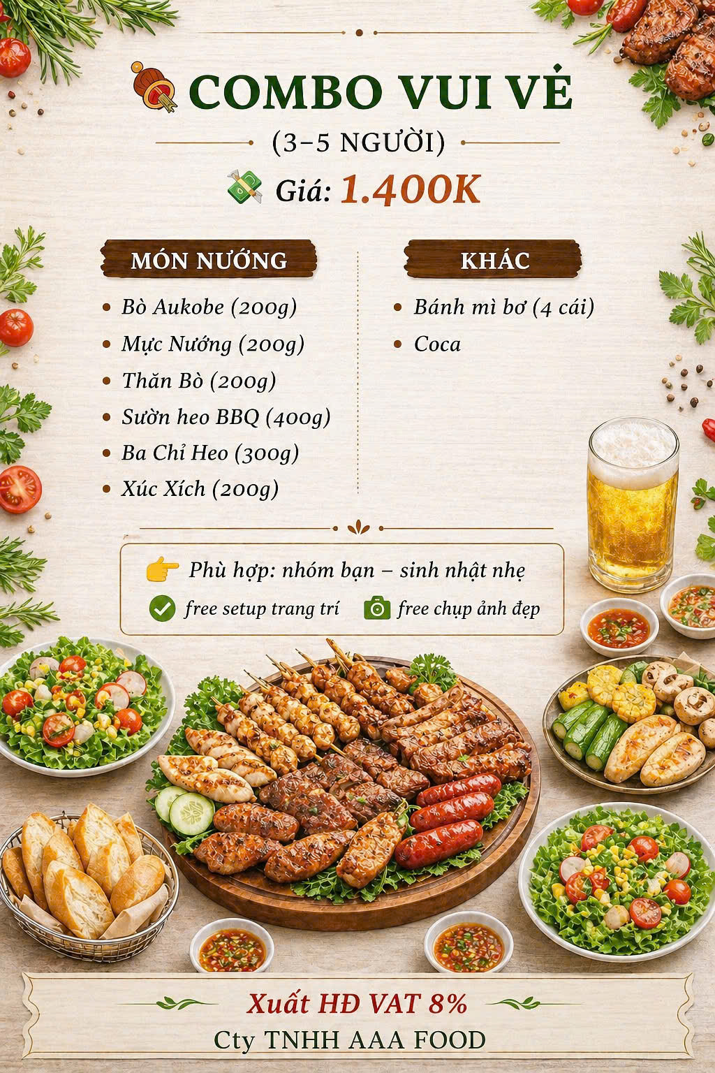 Menu Vườn Nướng - Vinhomes Smart City 2 