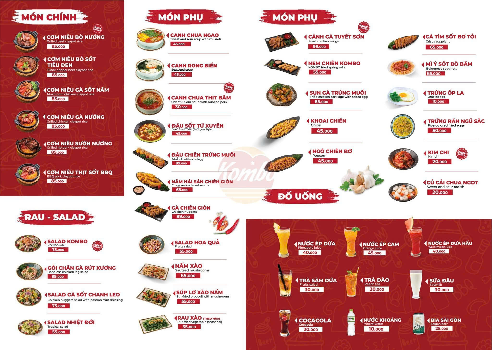 Menu Kombo - Cơm niêu Singapore - Nguyễn Cơ Thạch 1