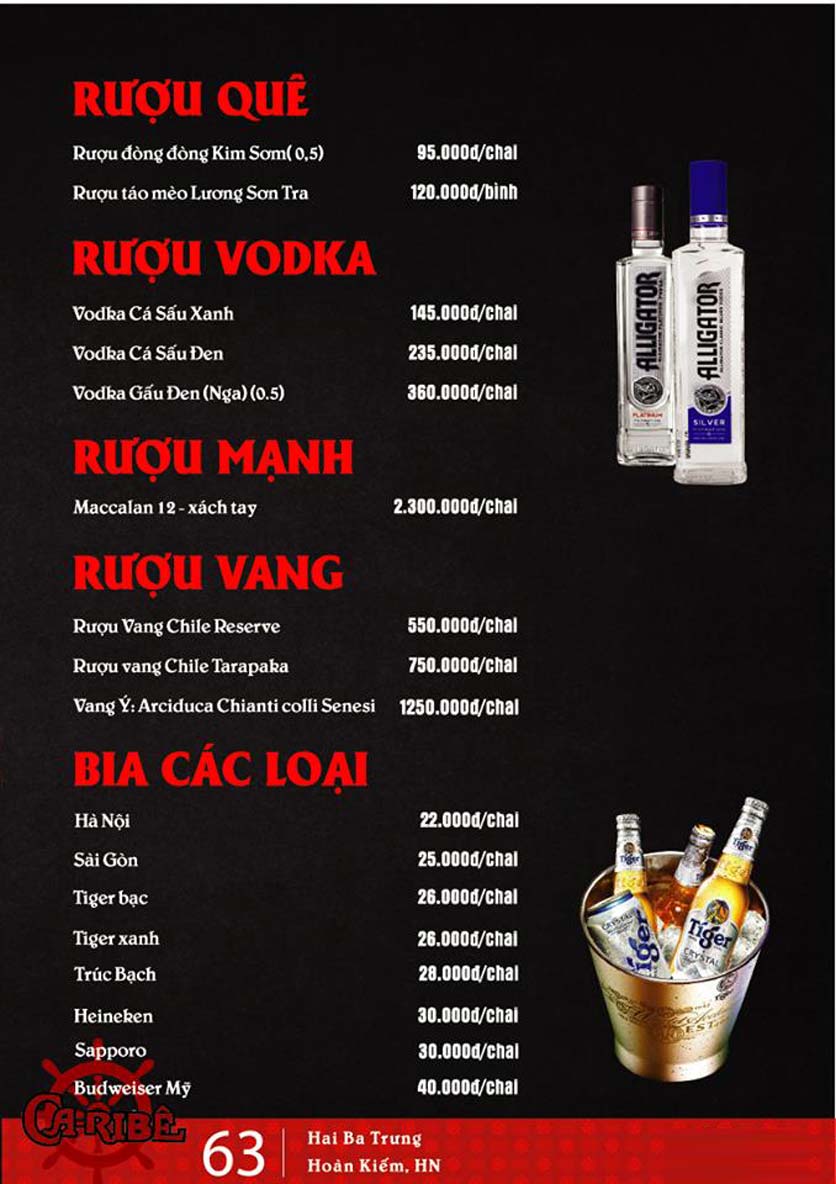 Menu Lẩu Hơi Caribê - Hai Bà Trưng 10 