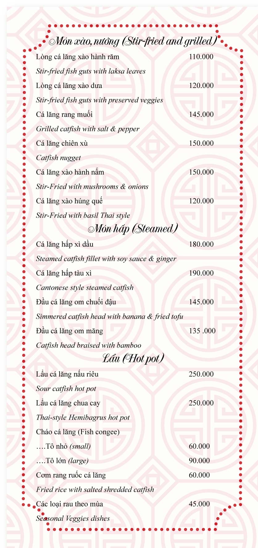 Menu Chả Cá Đông Dương - Đào Tấn 2