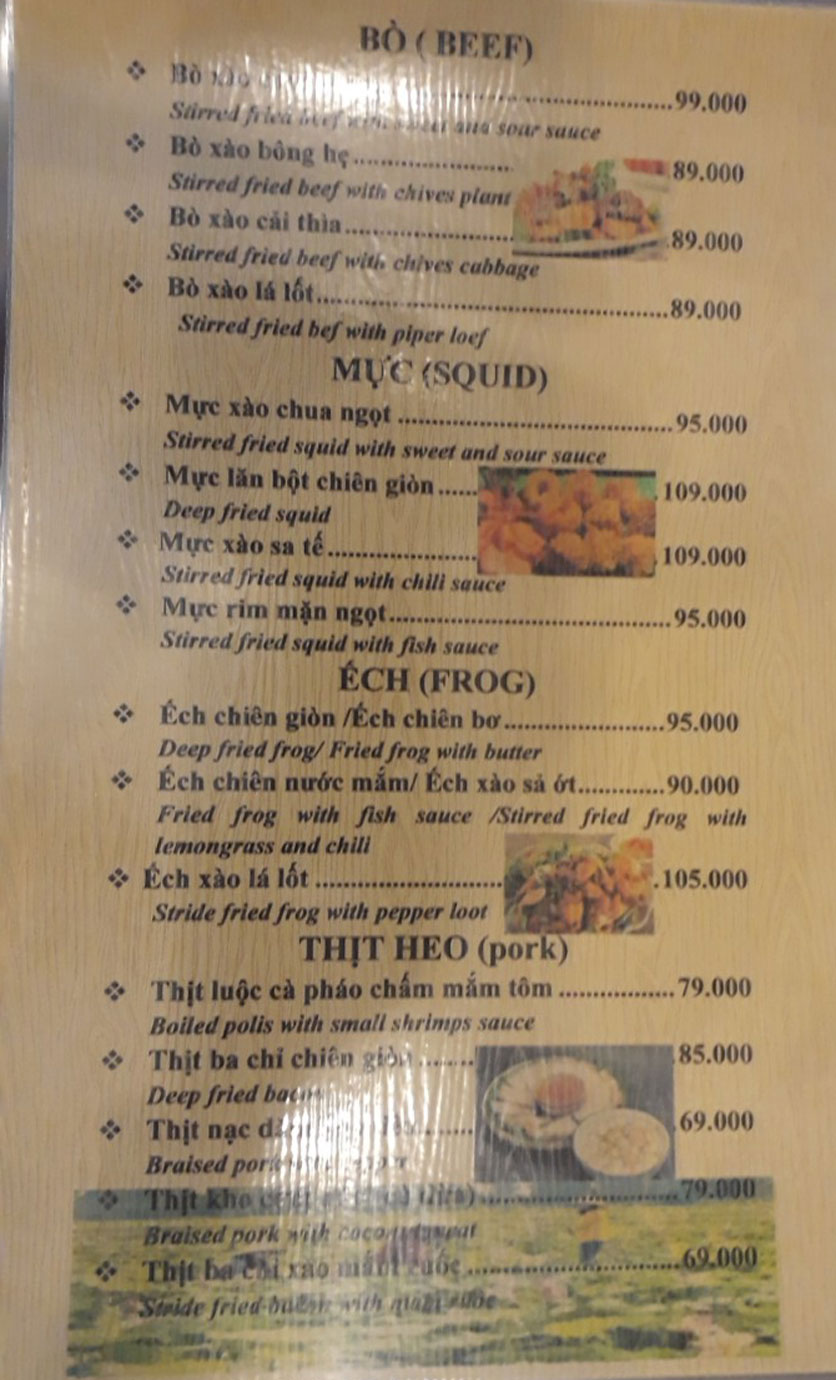 Menu Cơm niêu Thím Ba – Võ Văn Tần 3