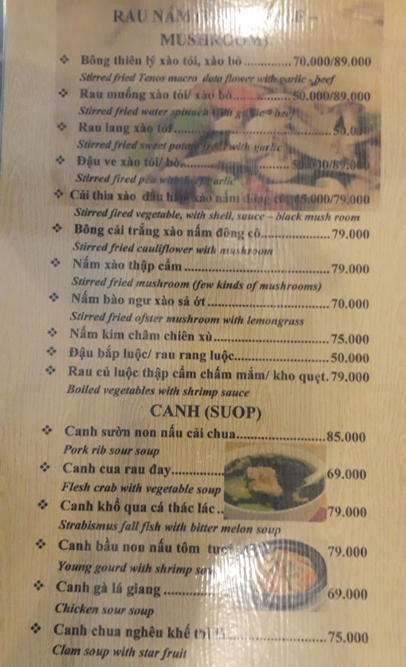 Menu Cơm niêu Thím Ba – Võ Văn Tần 4