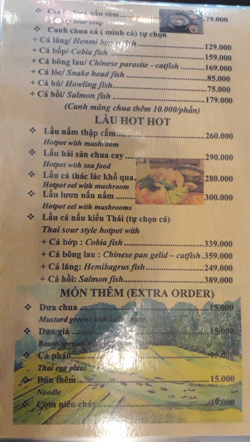 Menu Cơm niêu Thím Ba – Võ Văn Tần 5