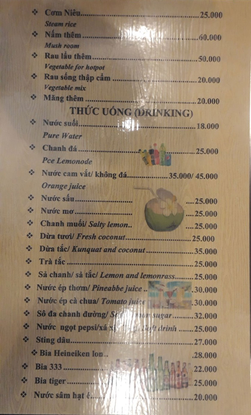 Menu Cơm niêu Thím Ba – Võ Văn Tần 6