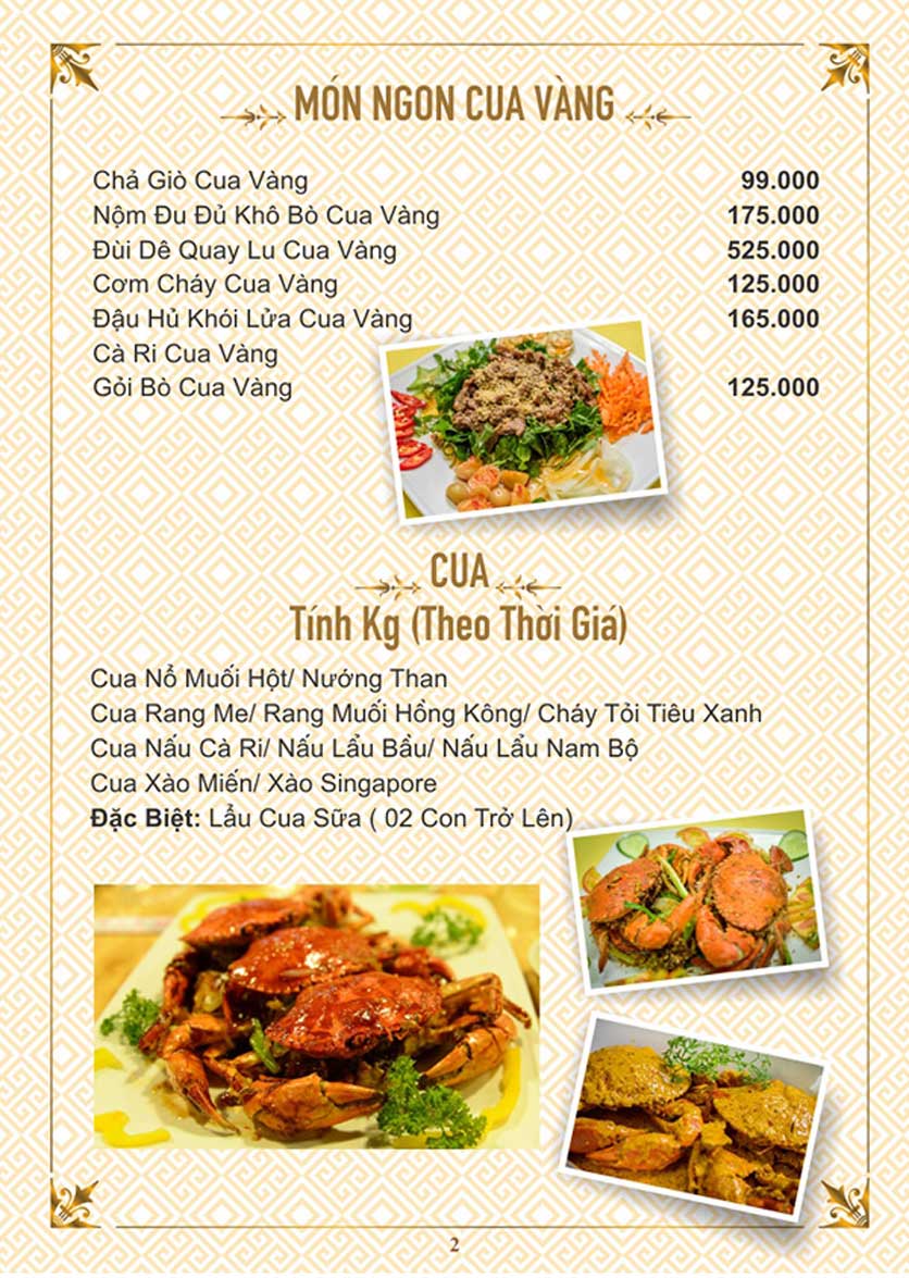 Menu Cua Vàng - Đất Thánh 1