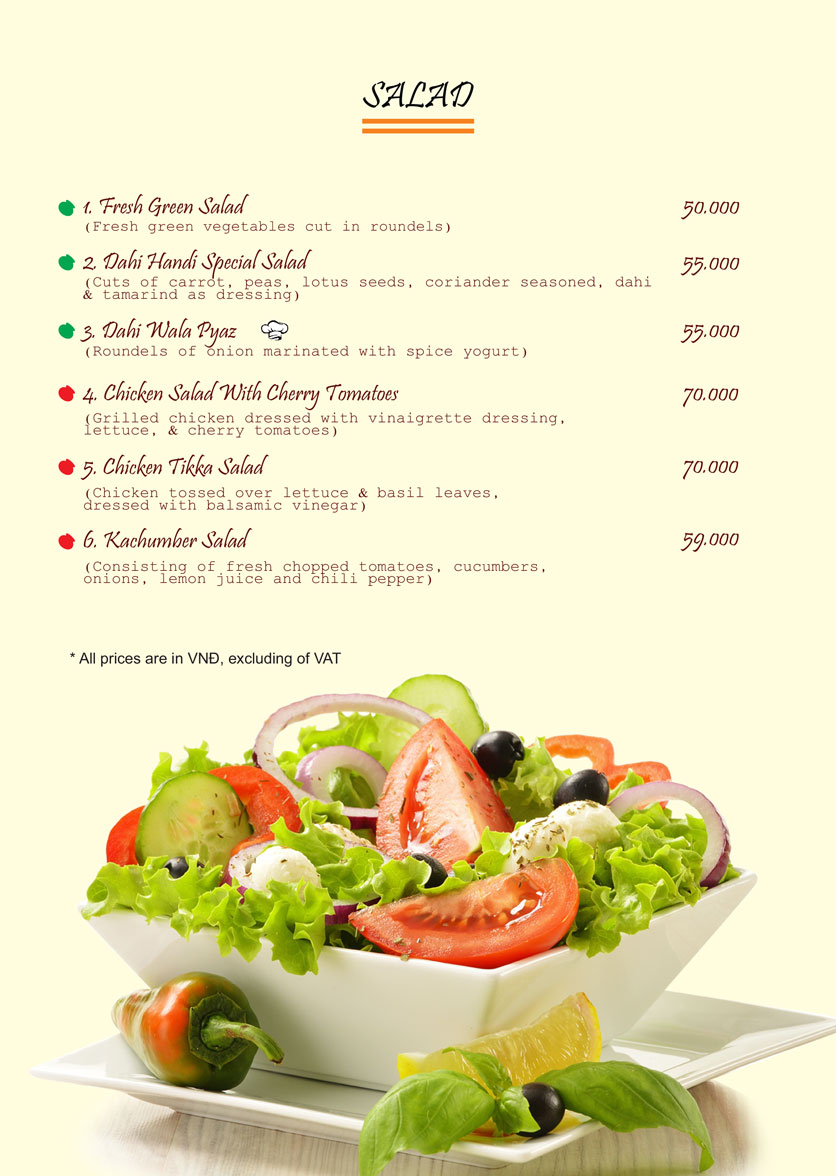 Menu Dahi Handi Indian Restaurant - Phú Mỹ Hưng 1
