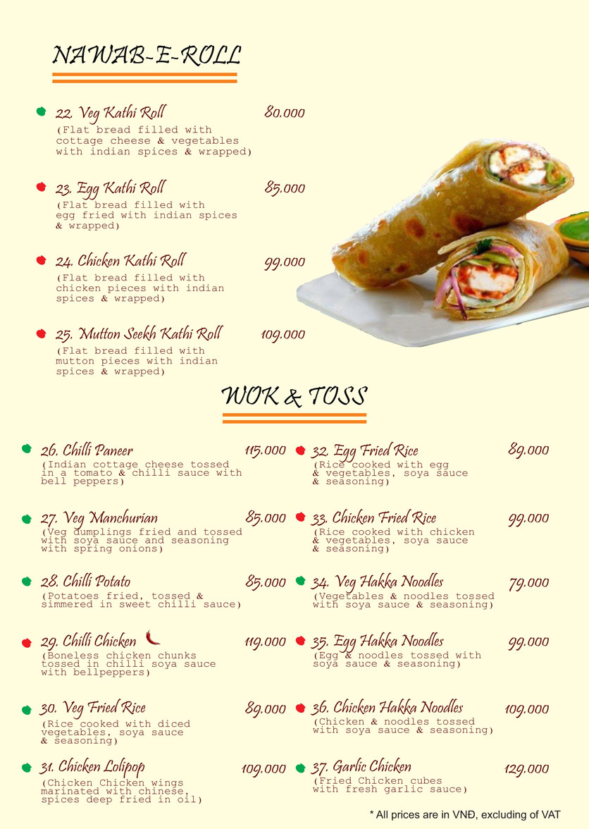Menu Dahi Handi Indian Restaurant - Phú Mỹ Hưng 3