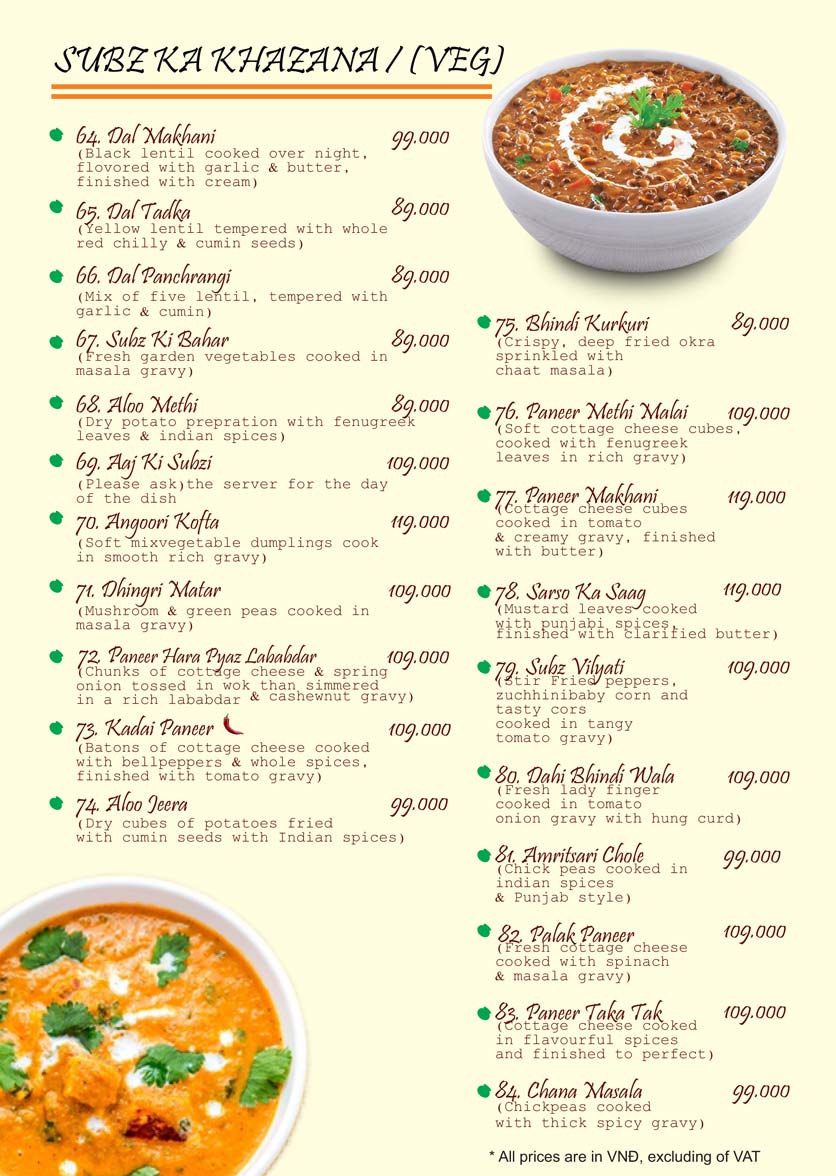 Menu Dahi Handi Indian Restaurant - Phú Mỹ Hưng 6
