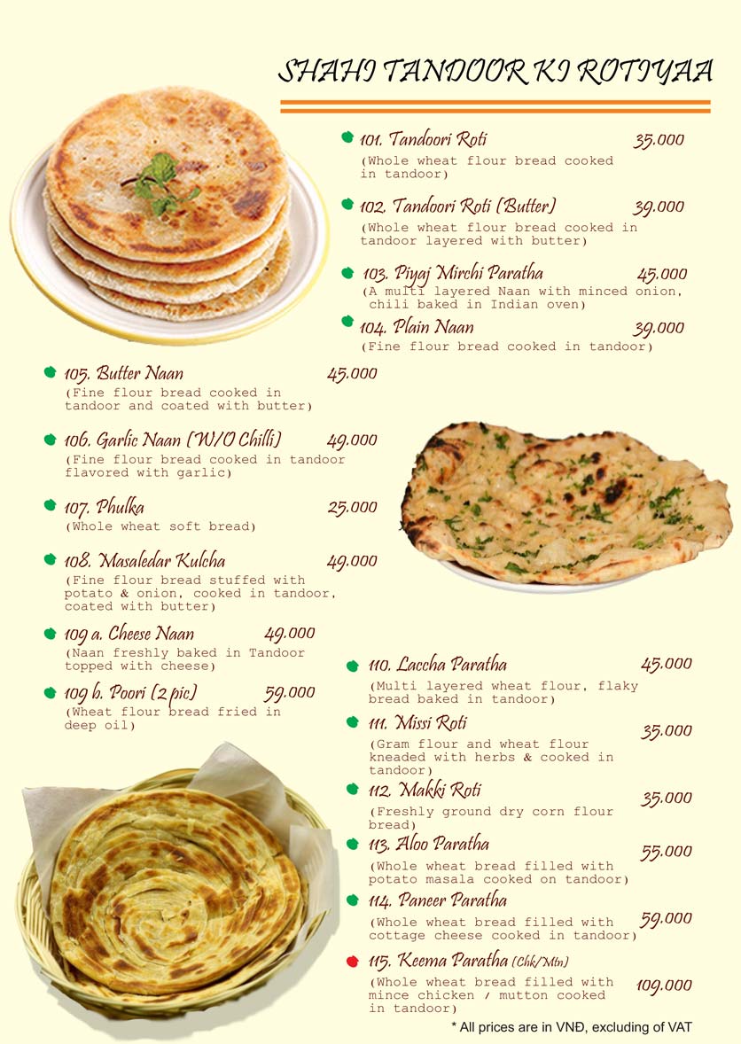 Menu Dahi Handi Indian Restaurant - Phú Mỹ Hưng 8