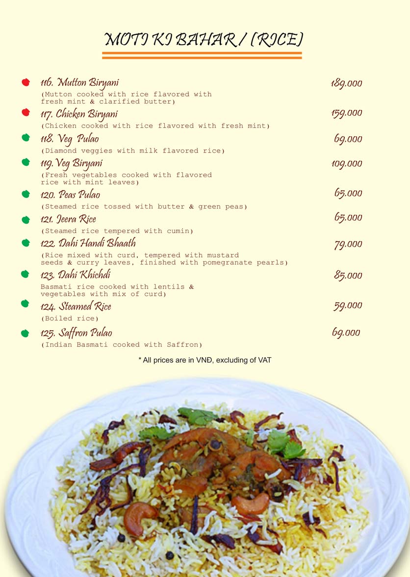 Menu Dahi Handi Indian Restaurant - Phú Mỹ Hưng 9
