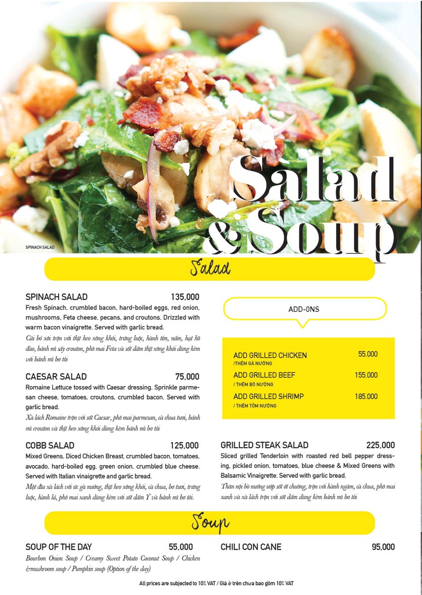 Menu The Diner V - Nguyễn Đình Chiểu 9