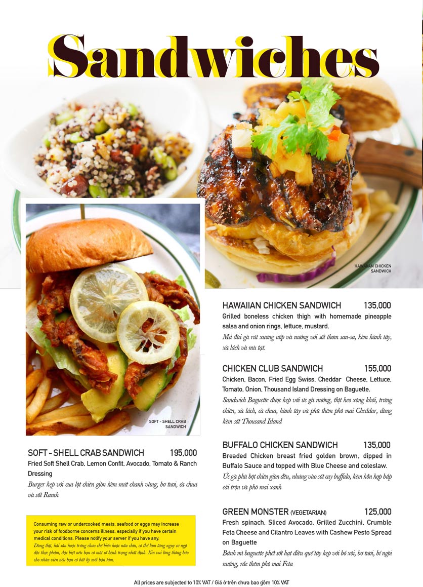 Menu The Diner V - Nguyễn Đình Chiểu 12 