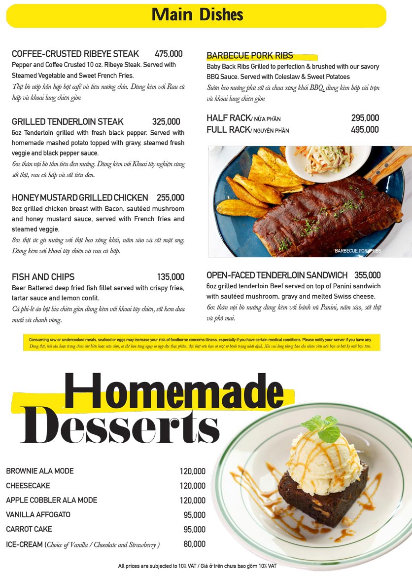 Menu The Diner V - Nguyễn Đình Chiểu 15 