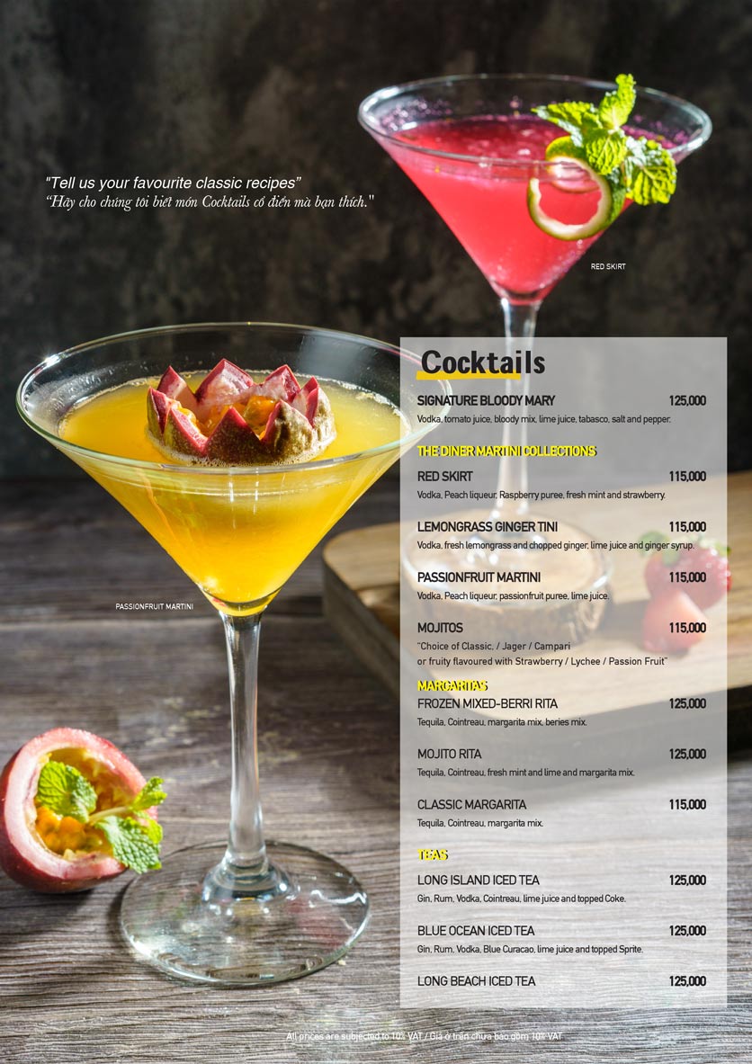 Menu The Diner V - Nguyễn Đình Chiểu 22 