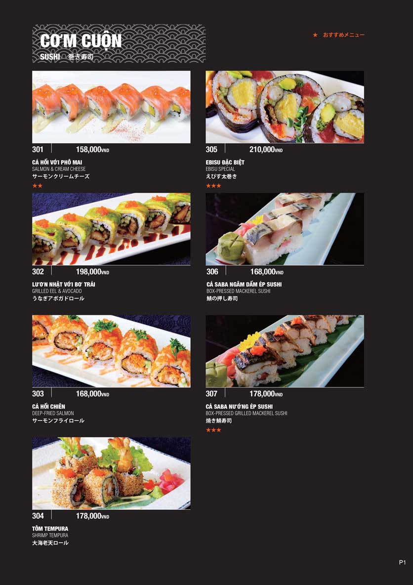 Menu Ebisu – Mạc Đĩnh Chi 1