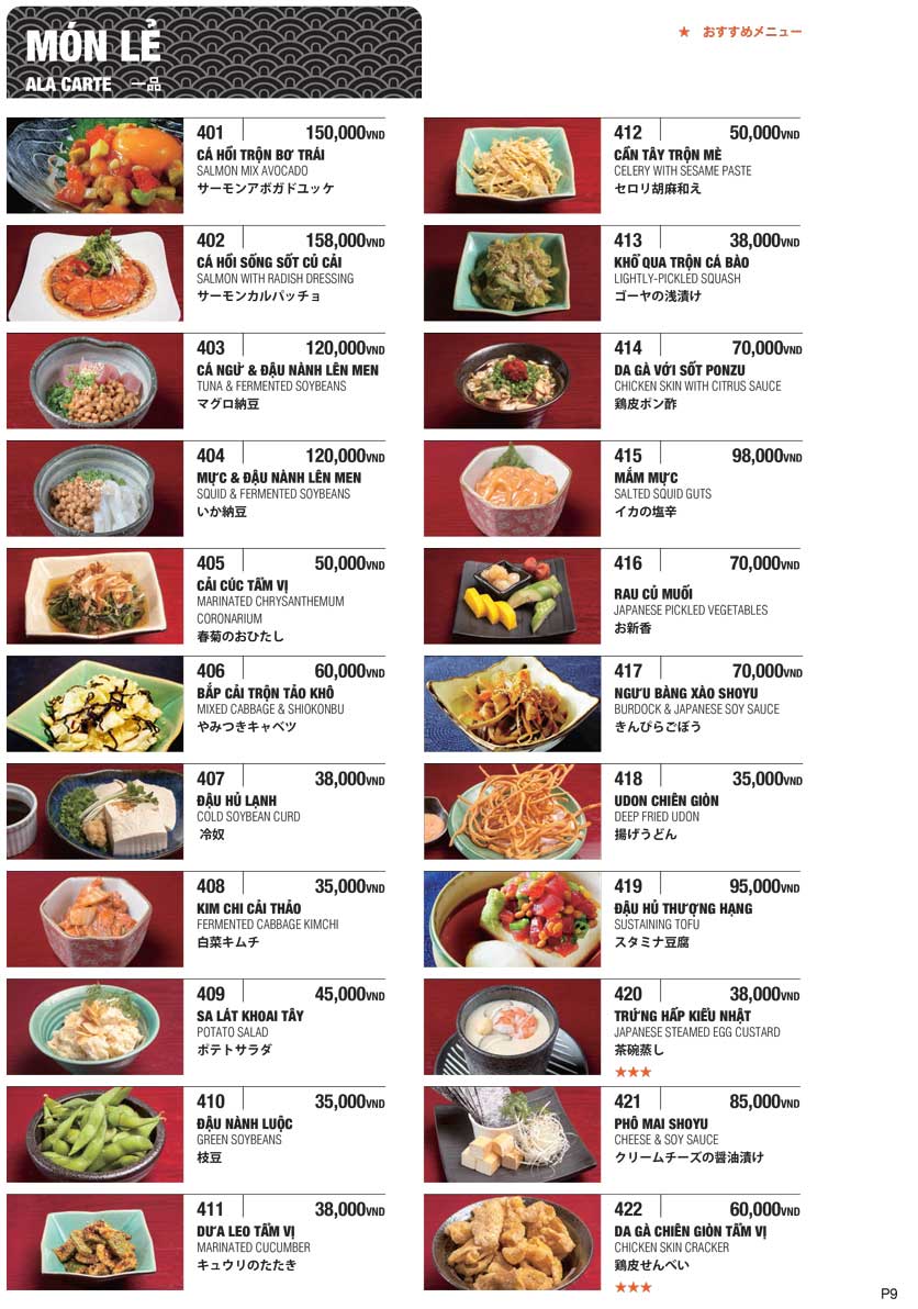 Menu Ebisu – Mạc Đĩnh Chi 9 