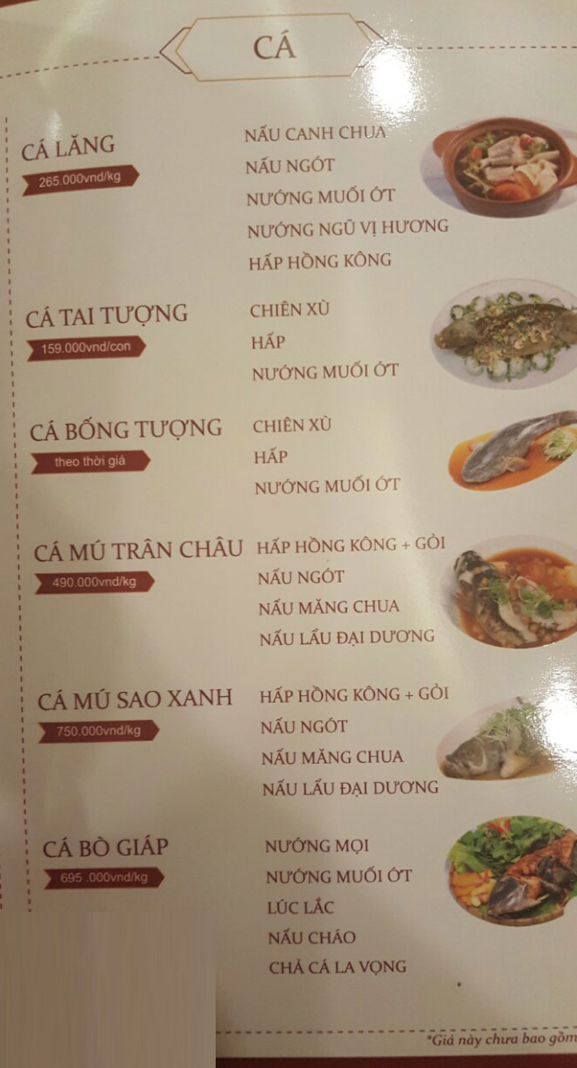 Menu Hải Sản Đại Dương – Kinh Dương Vương 1