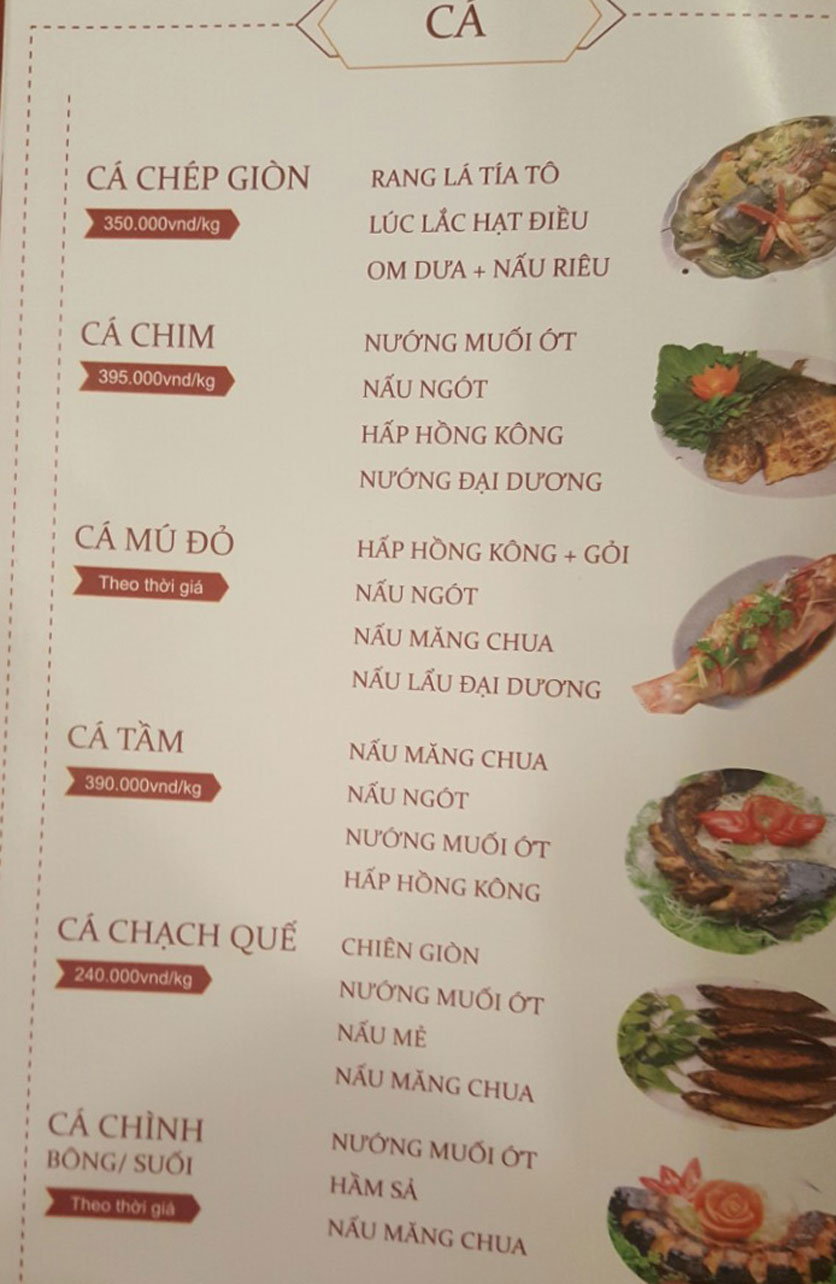 Menu Hải Sản Đại Dương – Kinh Dương Vương 2