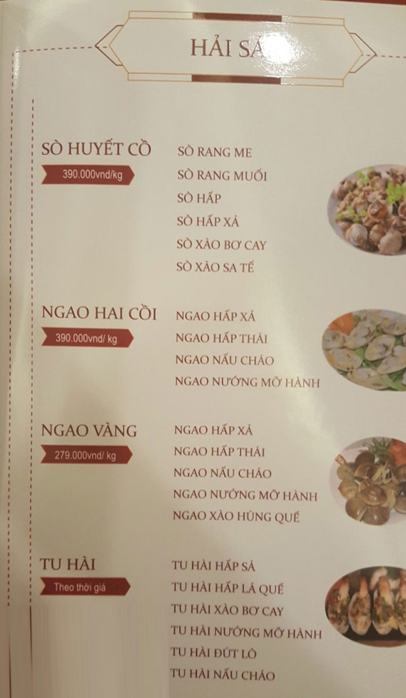 Menu Hải Sản Đại Dương – Kinh Dương Vương 3