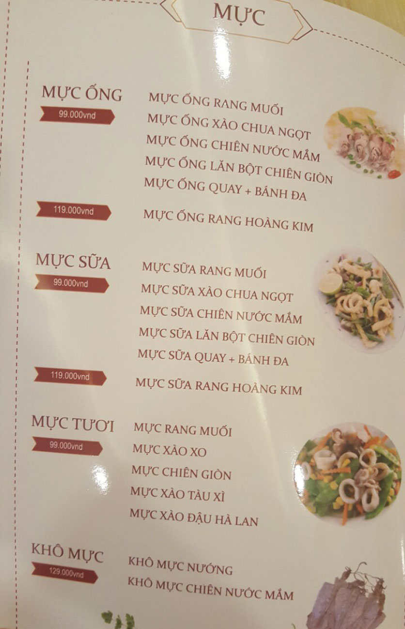 Menu Hải Sản Đại Dương – Kinh Dương Vương 4