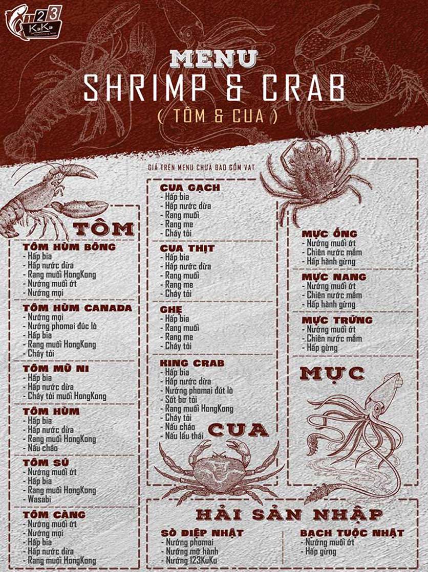 Menu Hải sản 123 – KuKu.vn – Nguyễn Thị Minh Khai 1