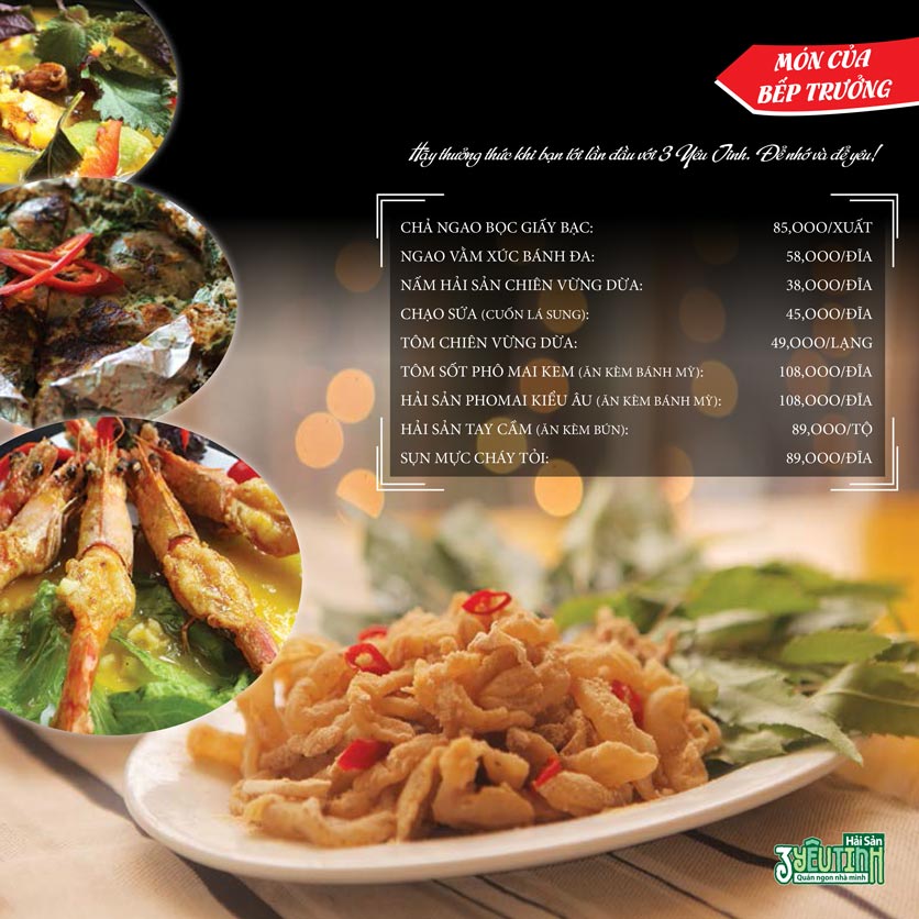 Menu Hải Sản 3 Yêu Tinh – Lò Đúc 1