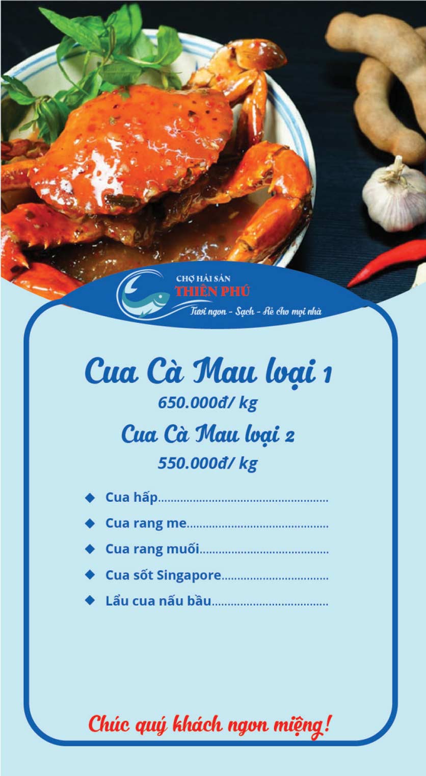 Menu Chợ Hải Sản Thiên Phú - Nguyễn Chánh 1