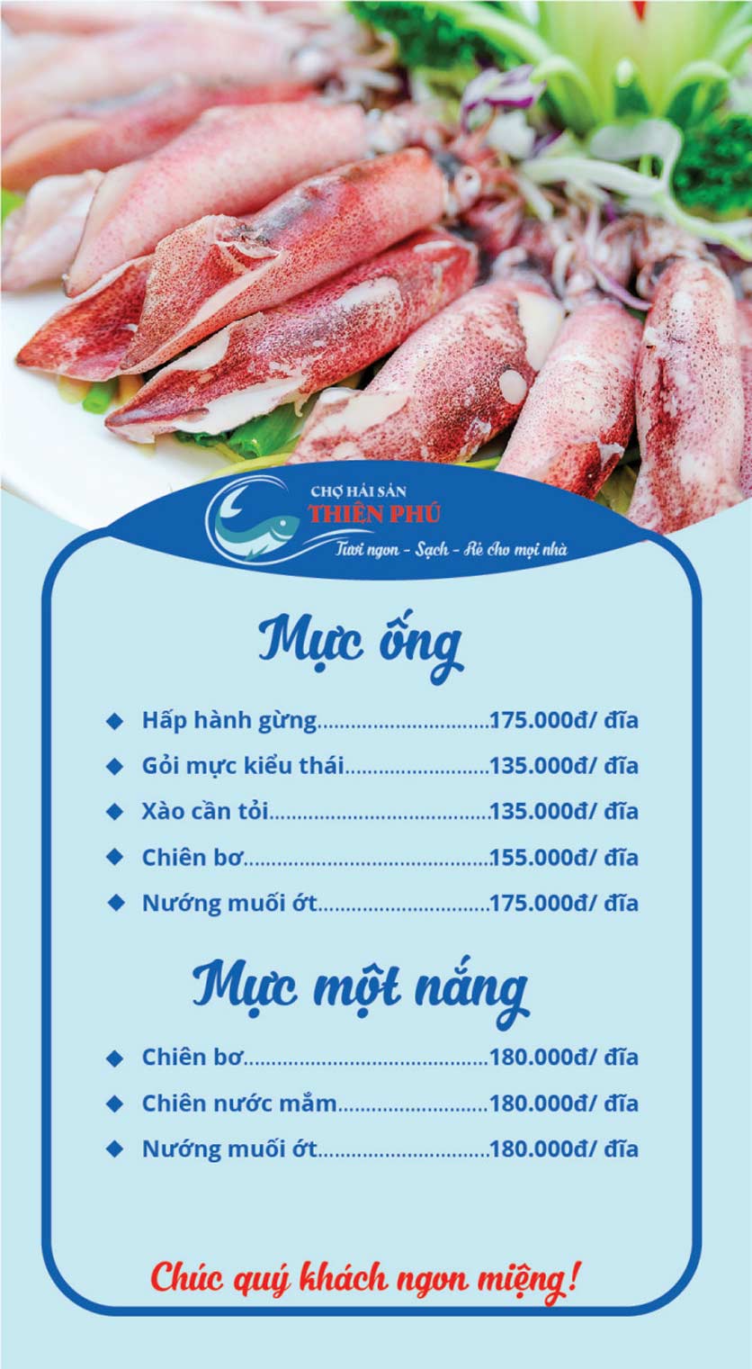 Menu Chợ Hải Sản Thiên Phú - Nguyễn Chánh 2