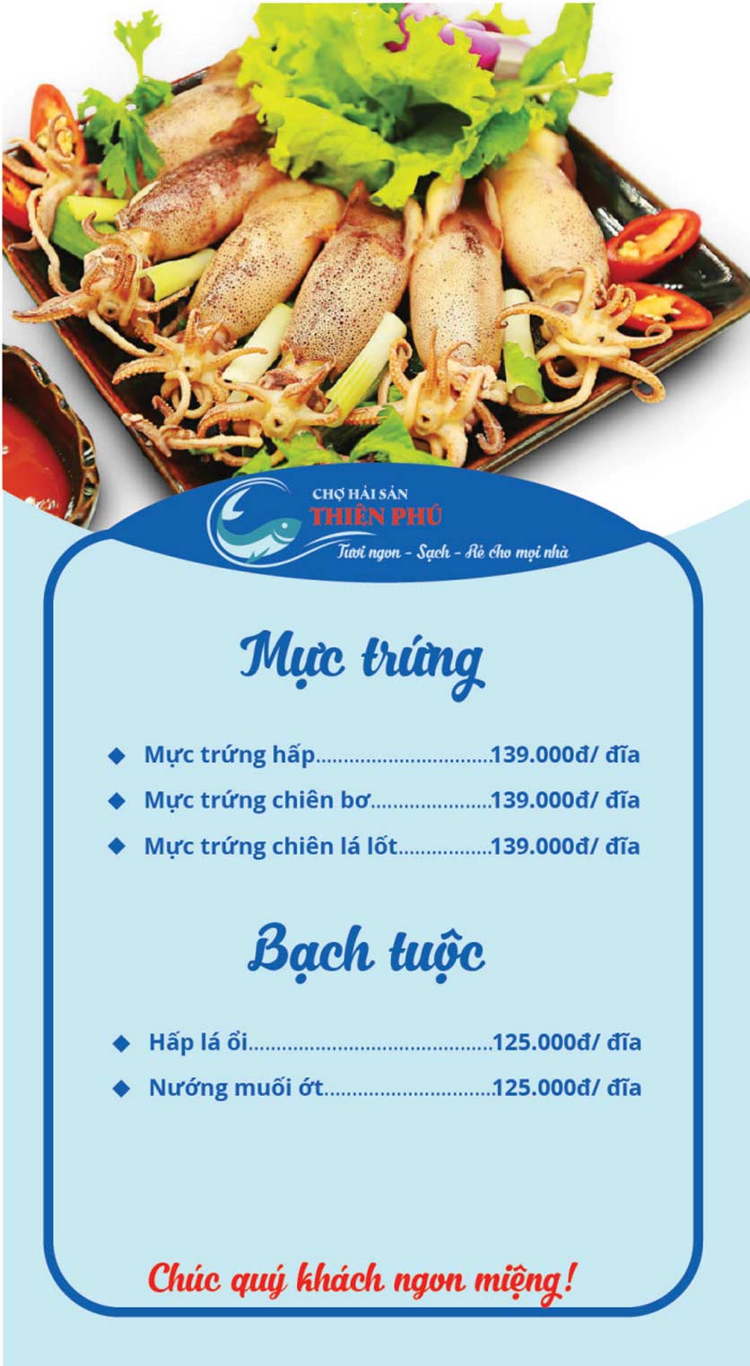 Menu Chợ Hải Sản Thiên Phú - Nguyễn Chánh 3