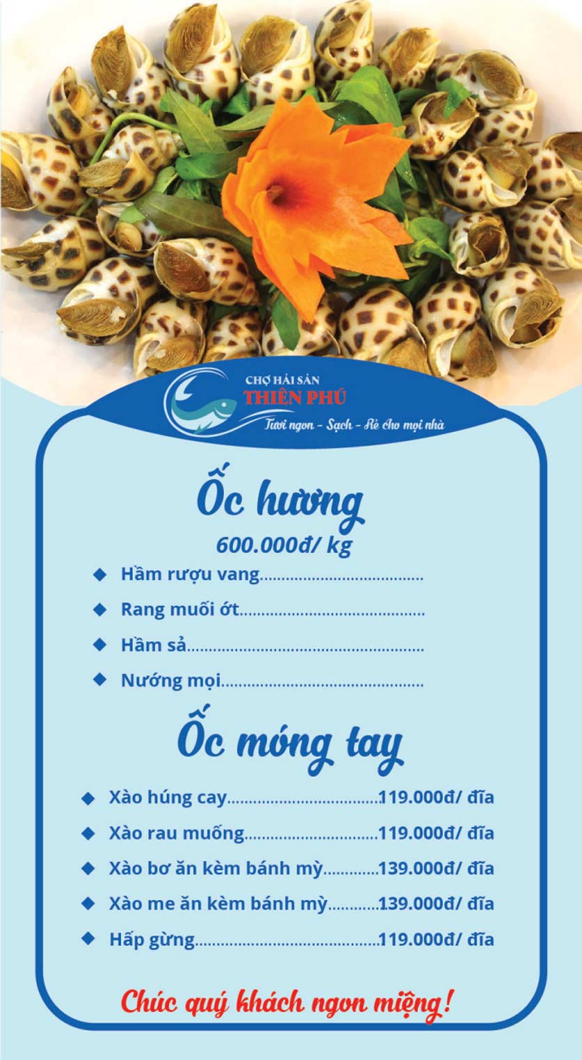 Menu Chợ Hải Sản Thiên Phú - Nguyễn Chánh 9