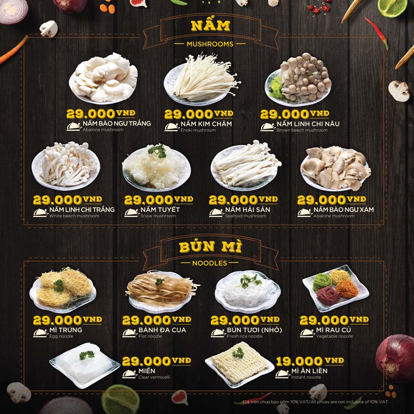 Menu Hoàng Yến Hotpot - Cao Thắng Mall 40 