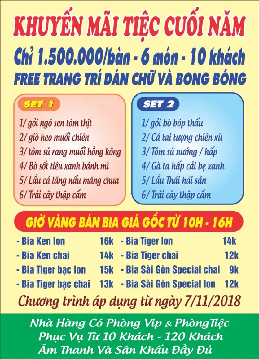 Menu Hương Biển - Âu Cơ 2