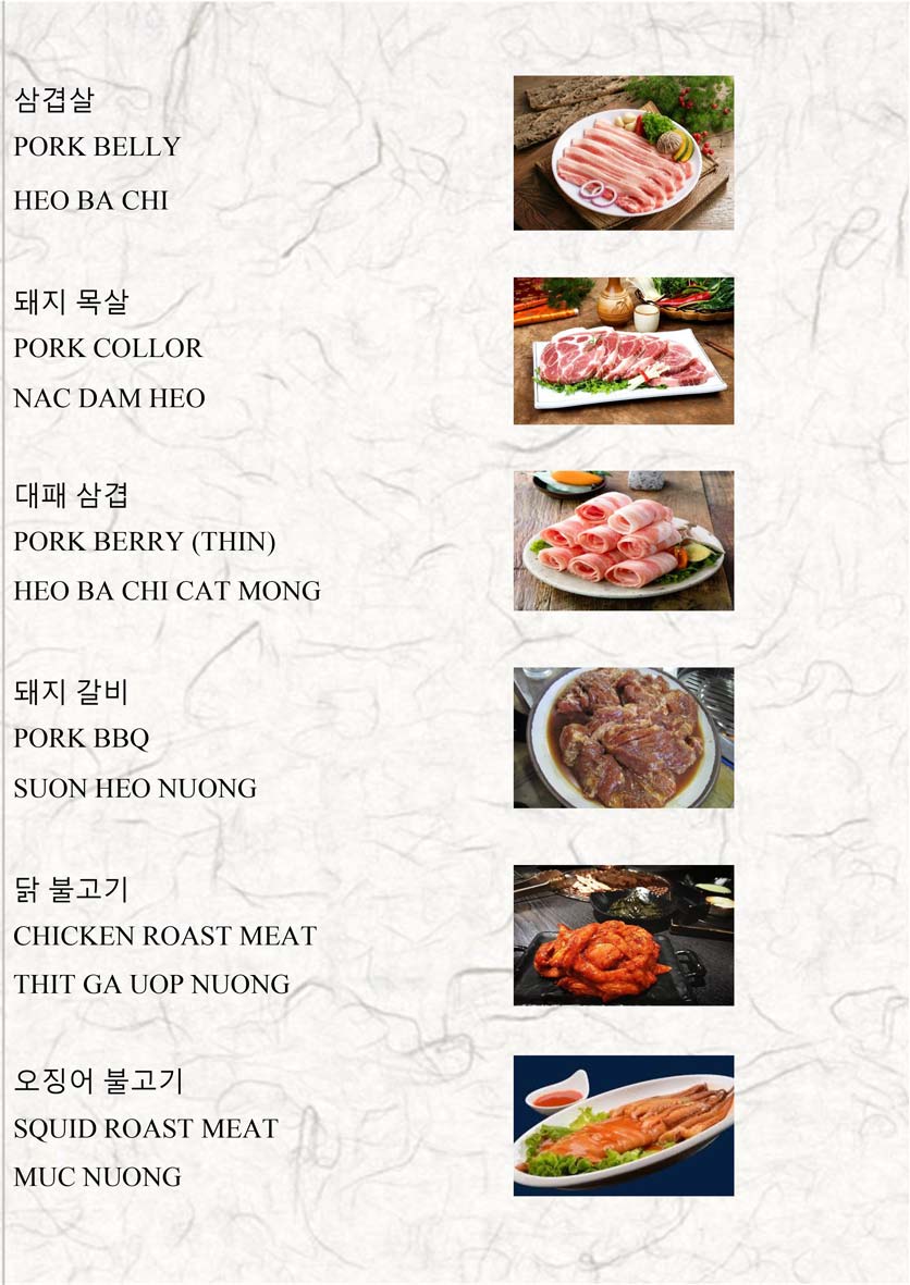 Menu Jin Yeong – Korean Buffet – Xa Lộ Hà Nội 6