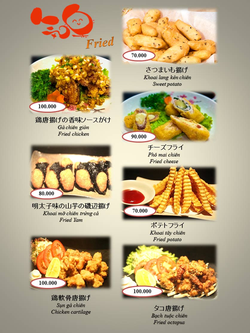 Menu Kiraku - Triệu Việt Vương 11 