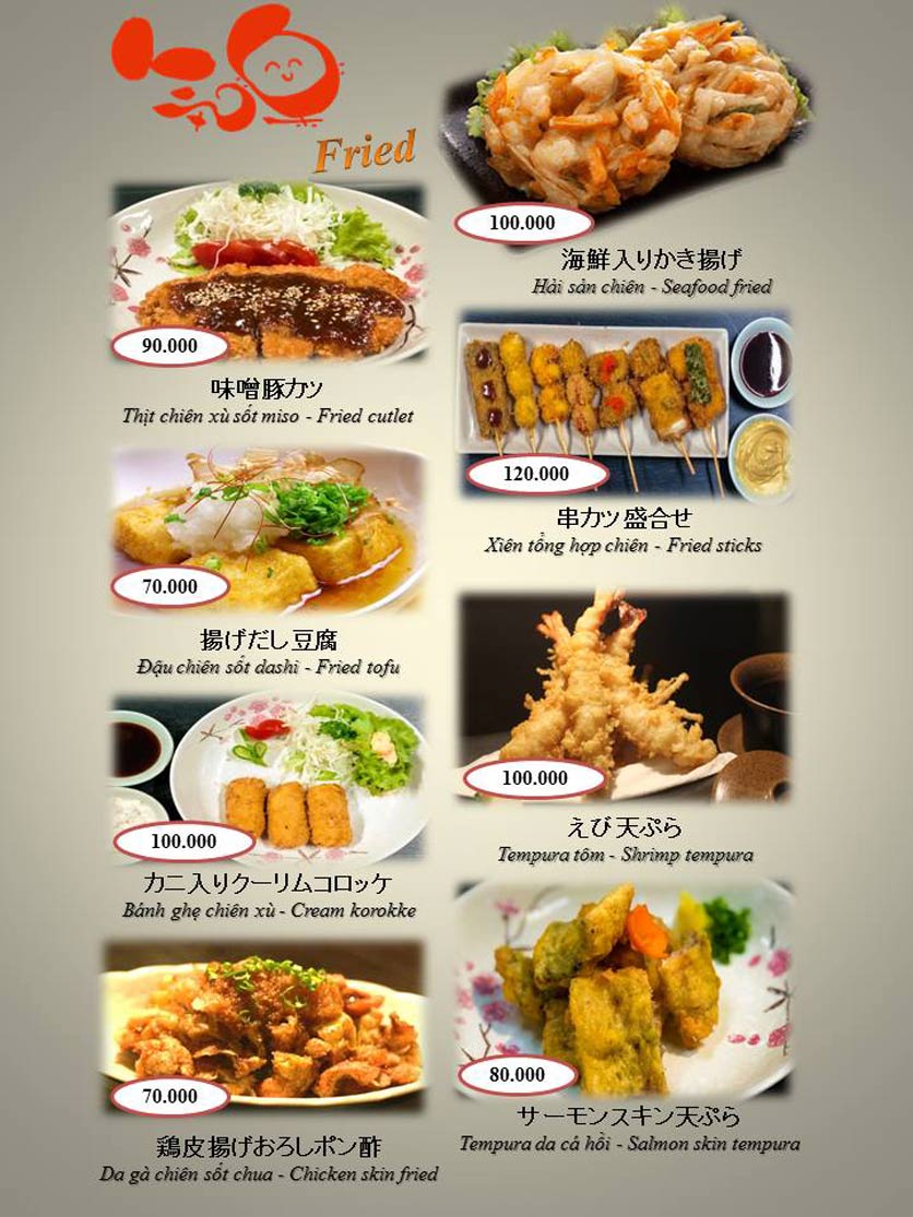 Menu Kiraku - Triệu Việt Vương 12 