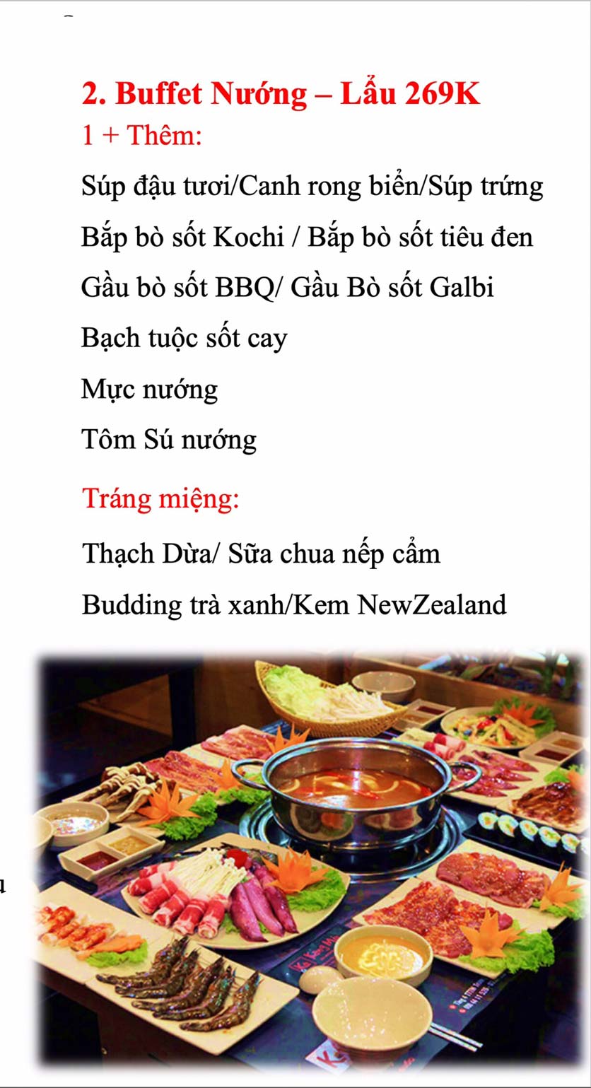 Menu Kochi BBQ - Hà Đông 5