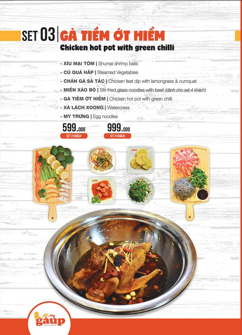 Menu Lẩu gà úp - Tú Xương 3 