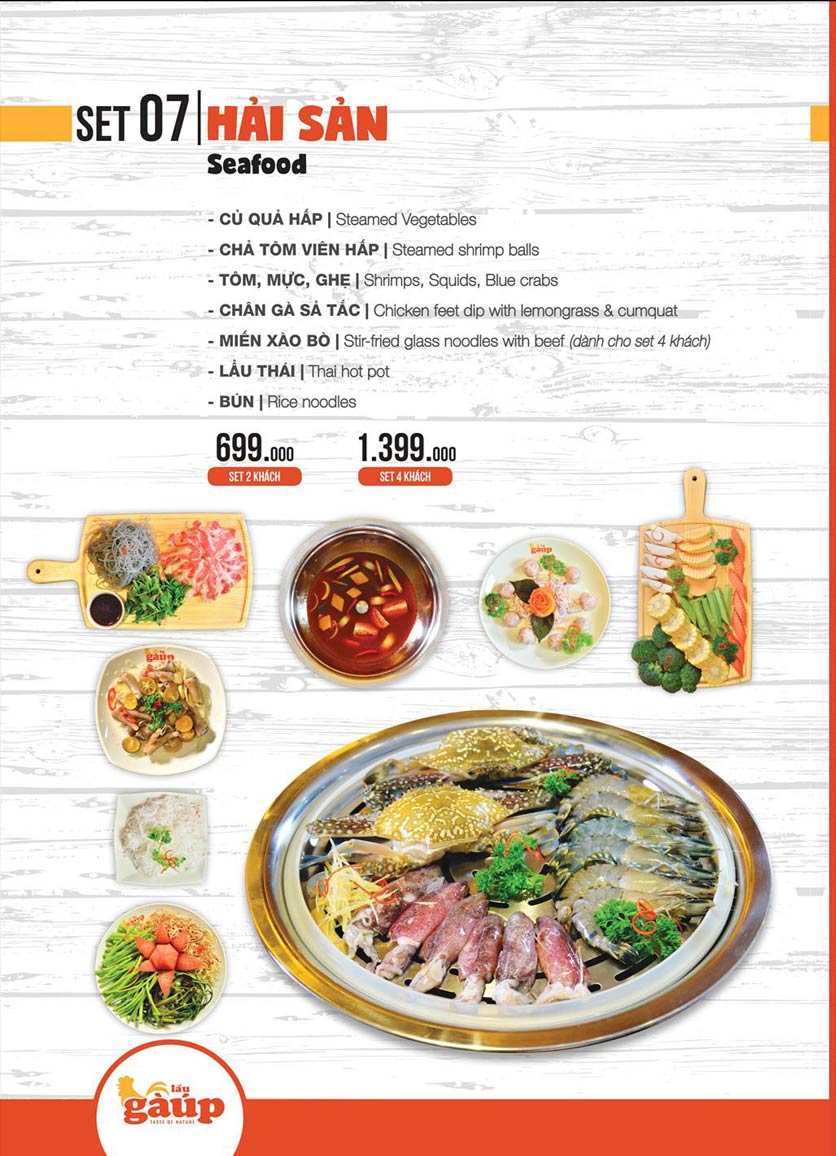 Menu Lẩu gà úp - Tú Xương 7 