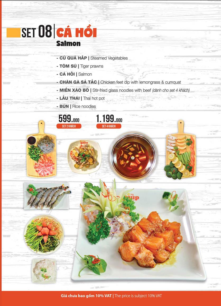 Menu Lẩu gà úp - Tú Xương 8 