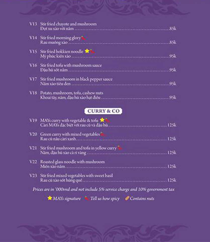 Menu MAYs Urban Thai Dine – Nguyễn Ư Dĩ 3