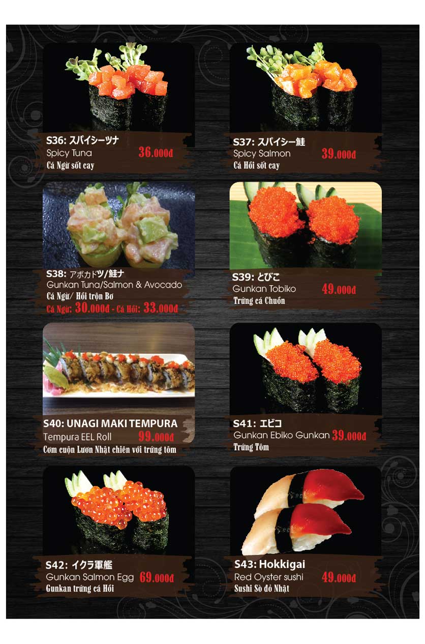 Menu Miya Sushi & BBQ - Nguyễn Trãi 11 