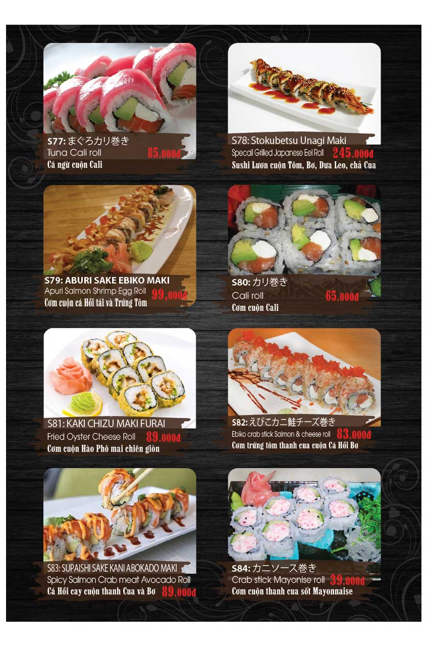 Menu Miya Sushi & BBQ - Nguyễn Trãi 12 