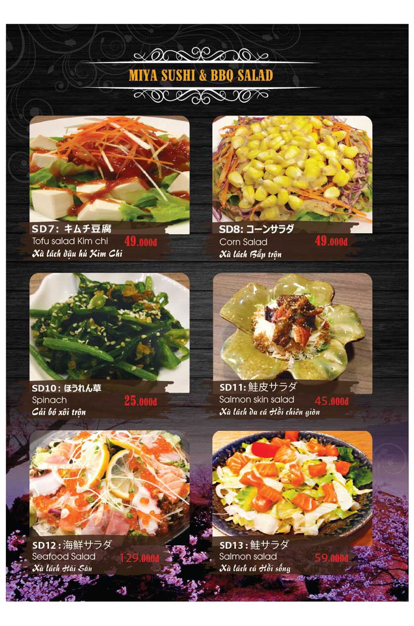 Menu Miya Sushi & BBQ - Nguyễn Trãi 20 