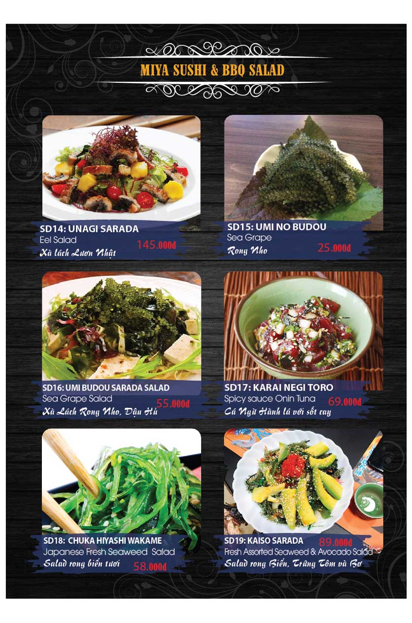 Menu Miya Sushi & BBQ - Nguyễn Trãi 21 