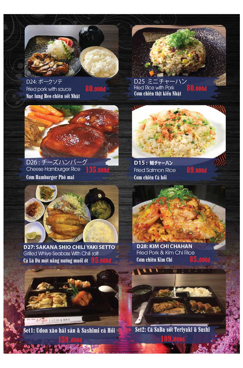 Menu Miya Sushi & BBQ - Nguyễn Trãi 28 