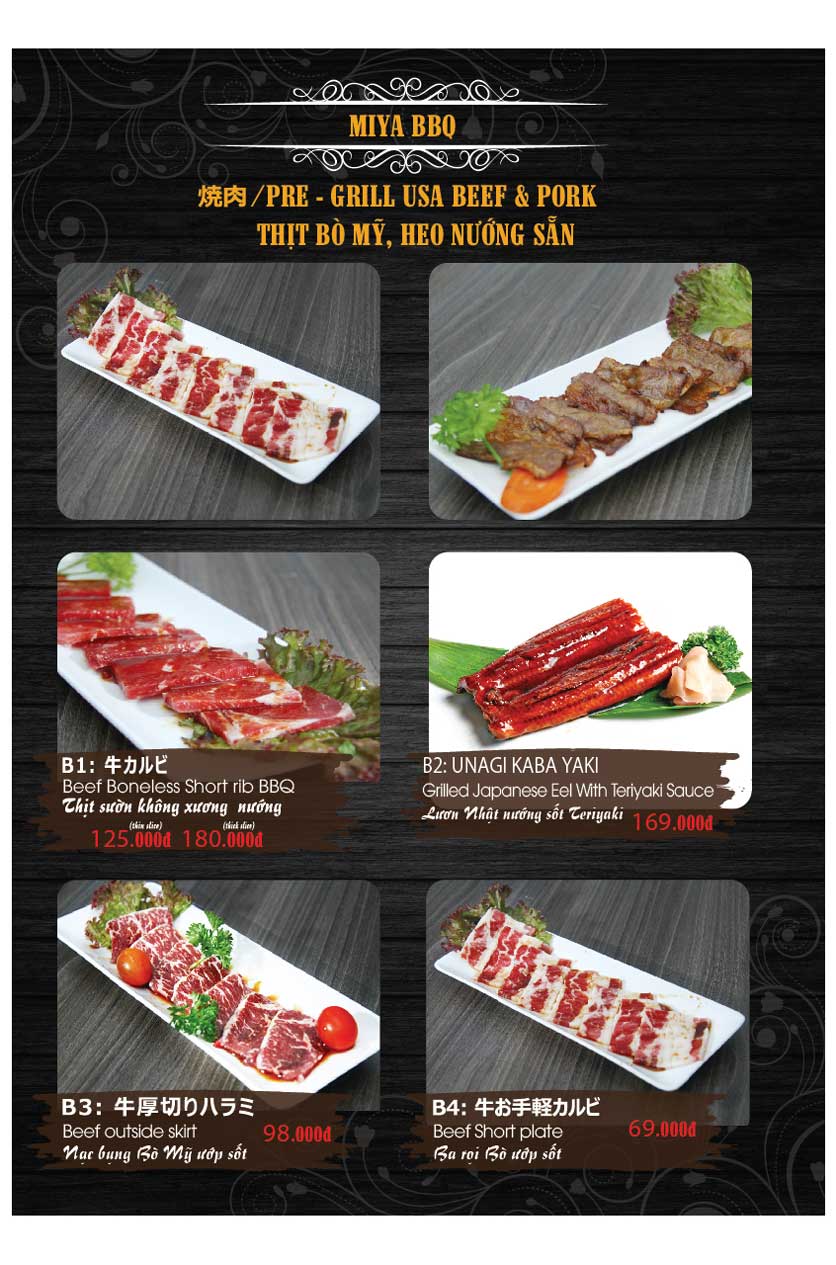 Menu Miya Sushi & BBQ - Nguyễn Trãi 32 