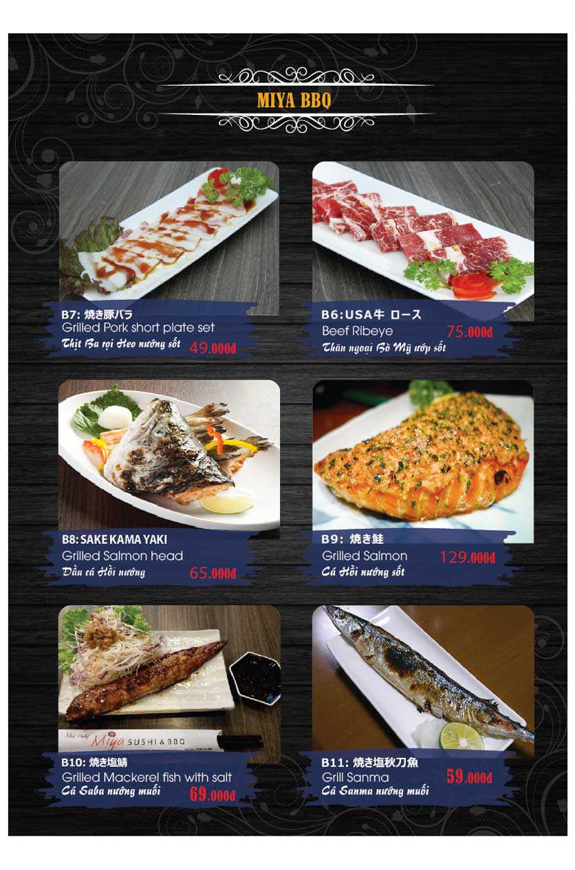 Menu Miya Sushi & BBQ - Nguyễn Trãi 33 