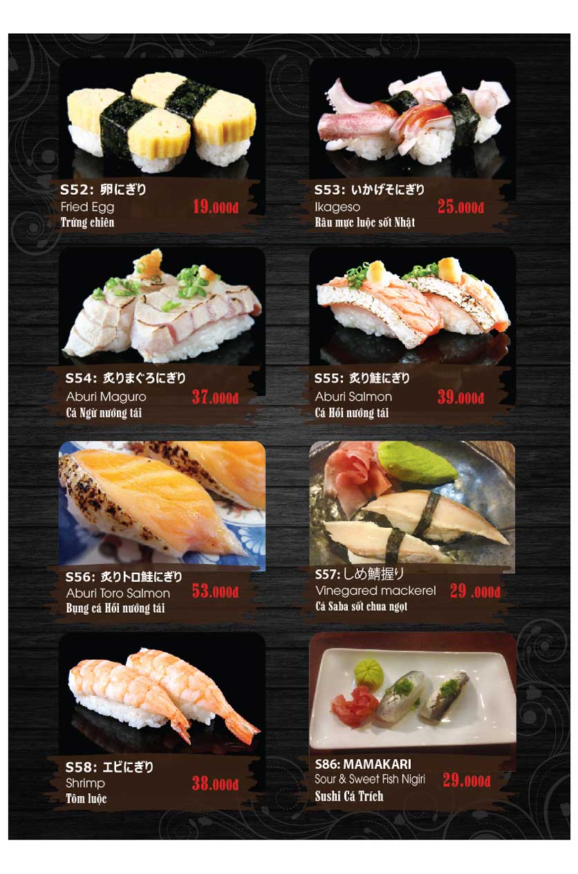 Menu Miya Sushi & BBQ - Nguyễn Trãi 7 