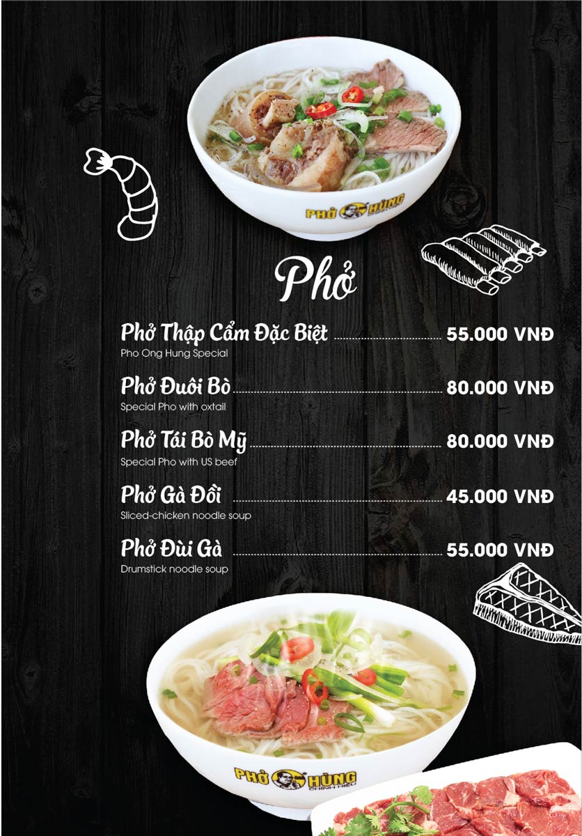 Menu Phở Ông Hùng – Huỳnh Thúc Kháng 2