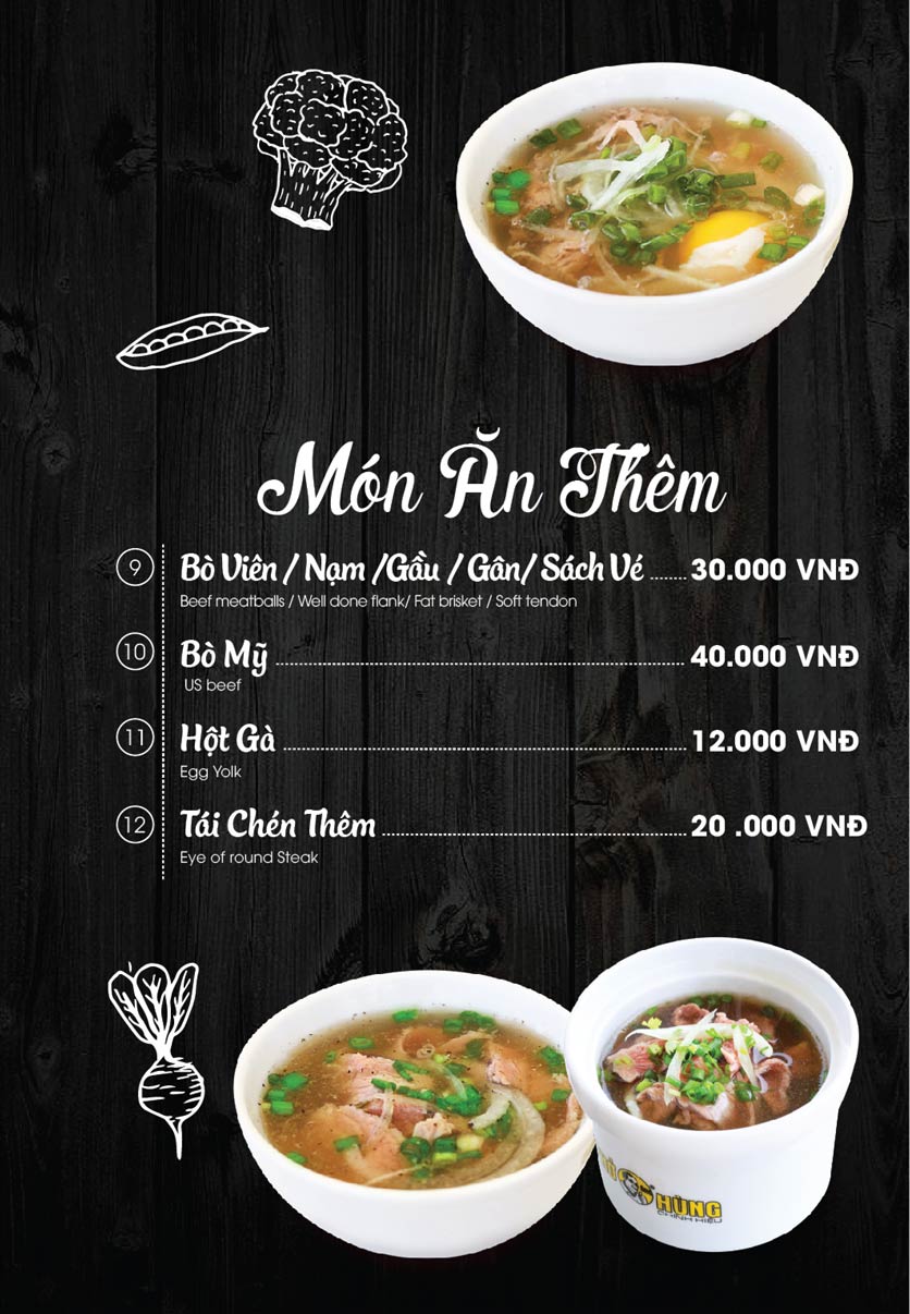 Menu Phở Ông Hùng – Huỳnh Thúc Kháng 4